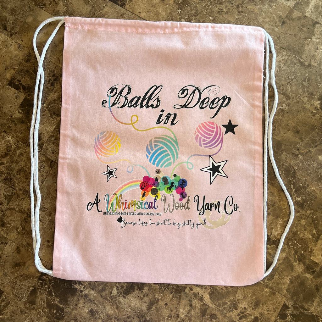 Ball Deep Logo Drawstring Cotton Project Bags